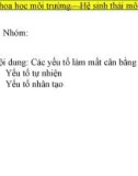 Bài giảng Cơ sở khoa học môi trường: Hệ sinh thái môi trường - Nguyễn Thanh Bình (P17)