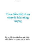 Trao đổi chất và sự chuyển hóa năng lượng