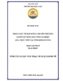 Tóm tắt Luận văn Thạc sĩ Luật kinh tế: Pháp luật về hợp đồng chuyển nhượng quyền sử dụng đất nông nghiệp, qua thực tiễn tại tỉnh Bình Dương