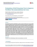 Evaluation of Soil Potassium Test to Improve Fertilizer Recommendations for Corn