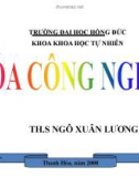 Bài giảng Hóa công nghệ - Chương 1: Các nguyên tắc cơ bản trong sản xuất hóa học