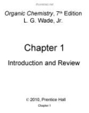 Lecture Organic chemistry: Chapter 1 - L. G. Wade, Jr.