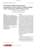 Projection of saline intrusion into groundwater in the context of climate change in the coastal zone of Ha Tinh province