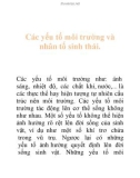 Các yếu tố môi trường và nhân tố sinh thái