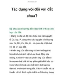 Tác dụng vôi đối với đất chua?