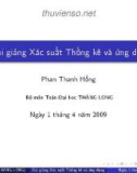 Bài giảng Xác suất thống kê và ứng dụng: Phần 8 - Phan Thanh Hồng (tt)