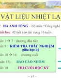 Bài giảng Vật liệu nhiệt lạnh: Chương 1 - TS. Hà Anh Tùng