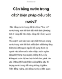 Cân bằng nước trong đất? Biện pháp điều tiết nước?