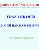 Bài giảng Toán 1: Bài 3 - Giới hạn hàm số (sinh viên)