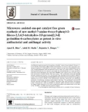 Microwave assisted one-pot catalyst free green synthesis of new methyl-7-amino-4-oxo-5-phenyl-2- thioxo-2,3,4,5-tetrahydro-1H-pyrano[2,3-d] pyrimidine-6-carboxylates as potent in vitro antibacterial and antifungal activity