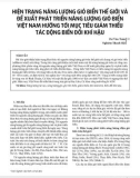 Hiện trạng năng lượng gió biển thế giới và đề xuất phát triển năng lượng gió biển Việt Nam hướng tới mục tiêu giảm thiểu tác động biến đổi khí hậu