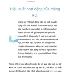 Hiệu suất hoạt động của màng RO