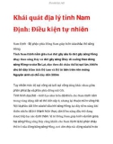 Khái quát địa lý tỉnh Nam Định: Điều kiện tự nhiên