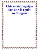 CHIA SẺ KINH NGHIỆM LÀM ĂN VỚI NGƯỜI NƯỚC NGOÀI