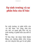 Sự sinh trưởng và sự phân hóa của tế bào