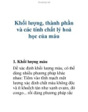 Khối lượng, thành phần và các tính chất lý hoá học của máu