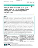 Histological, transcriptomic and in vitro analysis reveal an intrinsic activated state of myogenic precursors in hyperplasic muscle of trout