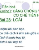 Chương I: Bằng chứng và cơ chế tiến hoá_Bài 28: Loài