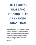 XỬ LÝ NƯỚC THẢI BẰNG PHƯƠNG PHÁP CÁNH ĐỒNG CHẢY TRÀN