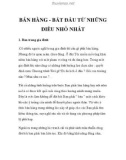 BÁN HÀNG - BẮT ĐẦU TỪ NHỮNG ĐIỀU NHỎ NHẤT