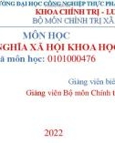 Bài giảng Chủ nghĩa xã hội khoa học - Chương 0: Giới thiệu môn học (2022)