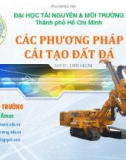 Bài giảng Các phương pháp cải tạo đất đá: Chương 2 - TS. Đặng Xuân Trường