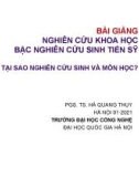 Bài giảng Nghiên cứu khoa học (Bậc nghiên cứu sinh Tiến sỹ ngành Hệ thống thông tin): Chương 0 - PGS. TS. Hà Quang Thụy