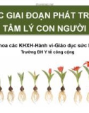 Bài giảng Tâm lý học sức khỏe: Các giai đoạn phát triển tâm lý con người