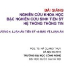 Bài giảng Nghiên cứu khoa học (Bậc nghiên cứu sinh Tiến sỹ): Chương 4 - PGS. TS. Hà Quang Thụy