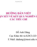 Bài giảng Hướng dẫn viết nhận xét về kết quả nghiên cứu các tiêu chí - Đỗ Anh Dũng