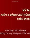 Bài giảng Kỹ năng tìm kiếm và đánh giá thông tin trên internet - Võ Thúy Hoa