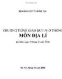 Chương trình giáo dục phổ thông môn Địa Lí (Dự thảo ngày 19 tháng 01 năm 2018)