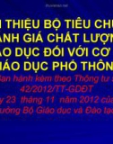 Bài giảng Giới thiệu bộ tiêu chuẩn đánh giá chất lượng giáo dục đối với cơ sở giáo dục phổ thông