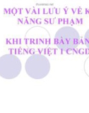 Bài giảng Một vài lưu ý về kỹ năng sư phạm khi trình bày bảng Tiếng Việt 1 CNGD