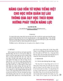 Nâng cao vốn từ vựng tiếng Việt cho Học viên Quân sự Lào thông qua dạy học theo định hướng phát triển năng lực