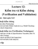 Lecture 12: Kiểm tra và Kiểm chứng (Verification and Validation)