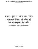 Tài liệu tuyên truyền Nghị quyết Đại hội Đảng bộ tỉnh Bình Định lần thứ XX (Dùng tuyên truyền cho nhân dân)