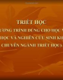 Bài giảng Triết học (cao học): Chương I - PGS.TS. Phạm Công Nhất