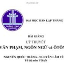 Lý thuyết văn phạm, ngôn ngữ và ôtômát - Chương 1