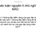 Bài thảo luận nguyên lí chủ nghĩa Mác