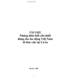 Tài liệu những hiểu biết cần thiết dùng cho lao động Việt Nam đi làm việc tại Ca-Ta