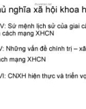 Bài giảng Chương IV: Sứ mệnh lịch sử của giai cấp công nhân và cách mạng XHCN