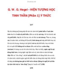 G. W. G. Hegel - HIỆN TƯỢNG HỌC TINH THẦN [Phần 1]: Ý THỨC_2