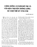 Cộng đồng cư dân đô thị và văn hoá thị dân Thăng Long-Kẻ Chợ thế kỷ XVII-XVIII