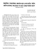 Những thương nhân Hà Lan đầu tiên đến Đàng Ngoài và Kẻ chợ năm 1637 (Tiếp theo và hết)