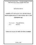 Tóm tắt Luận án Tiến sĩ Nông nghiệp: Nghiên cứu sản xuất vắc-xin bất hoạt phòng bệnh hoại tử thần kinh cho cá mú (Epinephelus spp.)