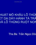 Bài giảng Kỹ thuật mổ khâu lỗ thủng ổ loét dạ dày - hành tá tràng và lỗ thủng ruột non - ThS.BS. Trần Ngọc Dũng