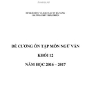 Đề cương ôn tập môn Ngữ văn lớp 12 năm 2016-2017