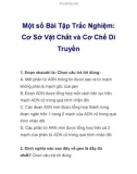 Một số Bài Tập Trắc Nghiệm: Cơ Sở Vật Chất và Cơ Chế Di Truyền