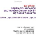 Bài giảng Phương pháp nghiên cứu khoa học (Bậc Tiến sỹ): Chương 4 - Hà Quang Thụy